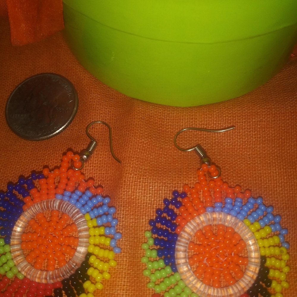 Beaded Pinwheel Earrings